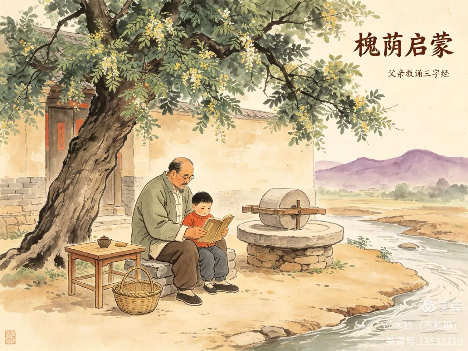 忆童年：槐下共读三字经，一脉家风传至今——木铃